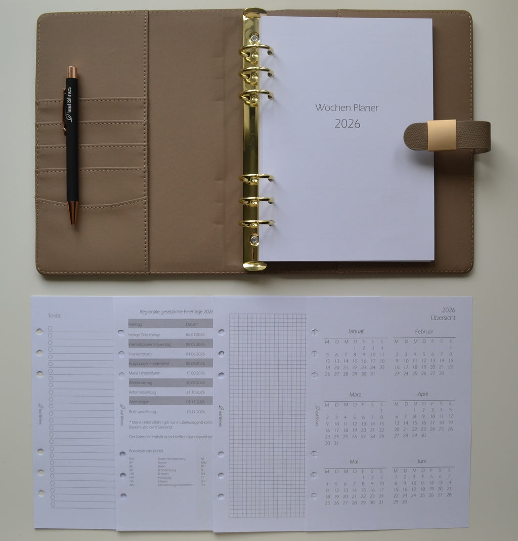 Minimalistisches Ringplaner Set Taupe