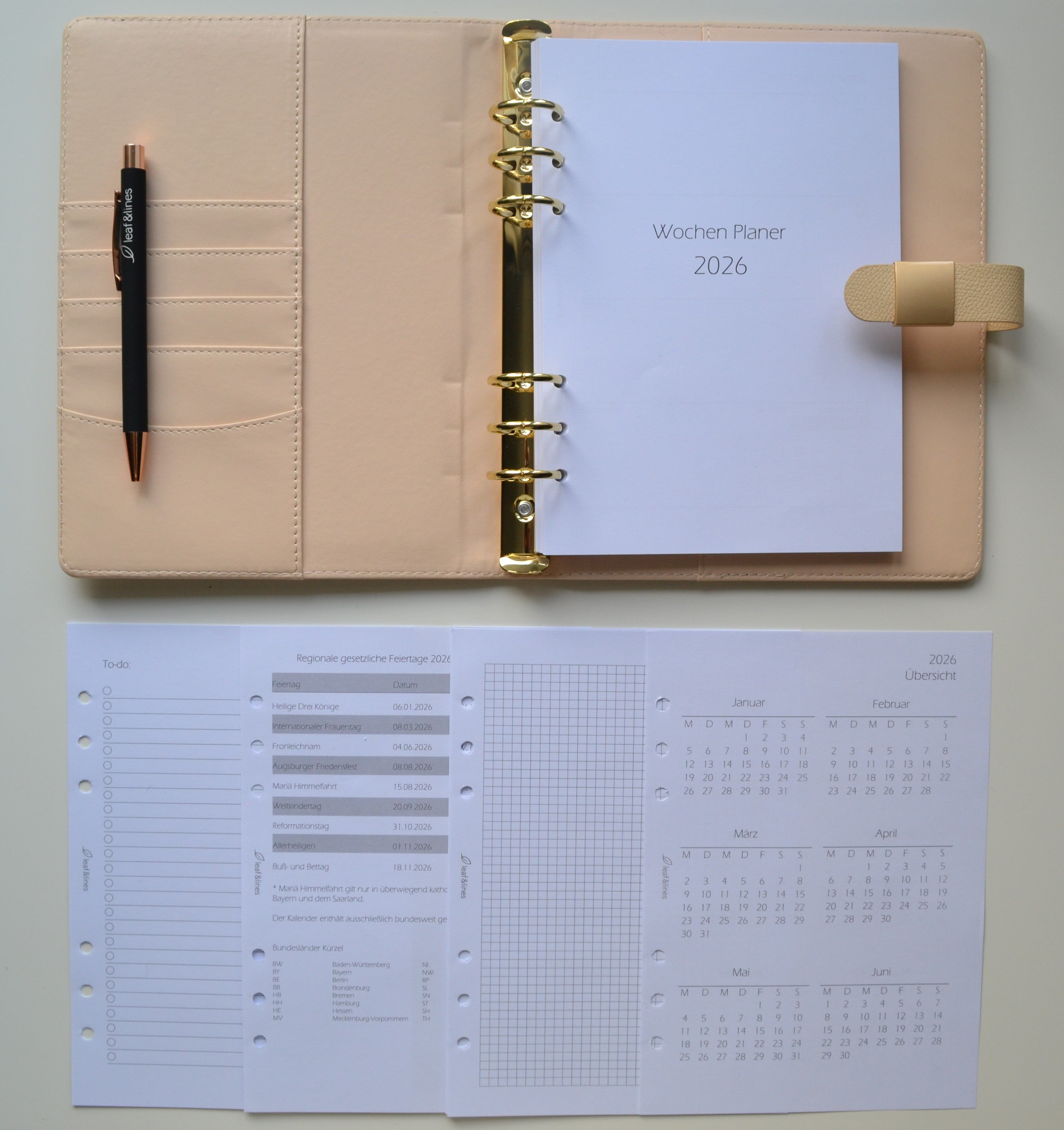 Minimalistisches Ringplaner Set Cream