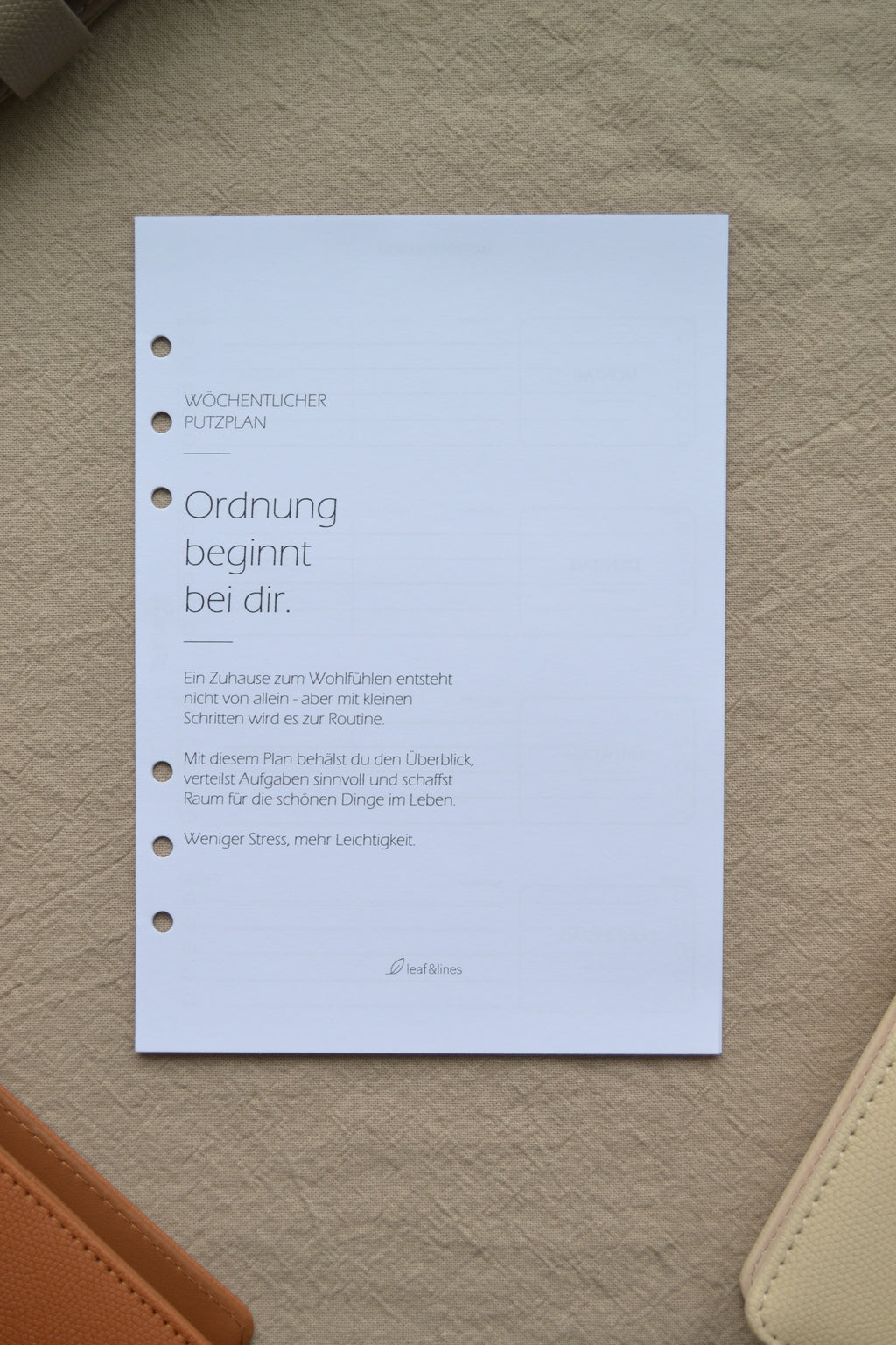 Wöchentlicher Putzplan