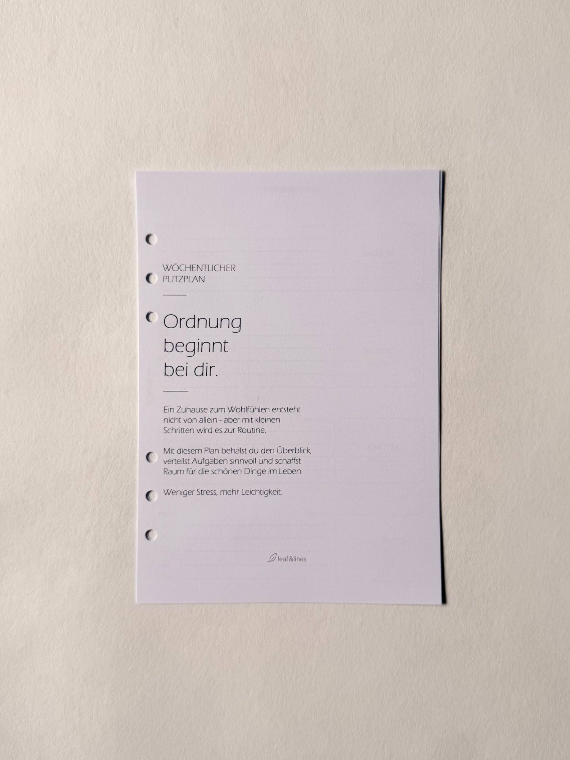 Wöchentlicher Putzplan